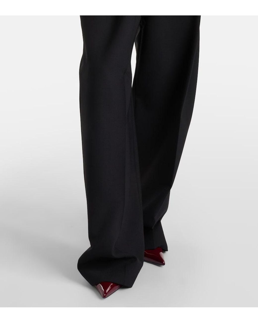 Sportmax Black Pleated Low-Rise Wide-Leg Pants