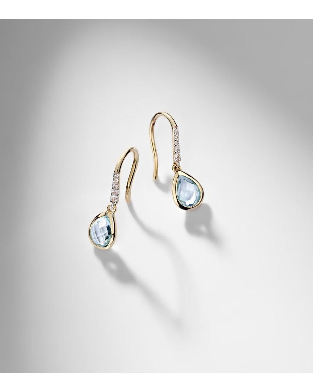 Mateo Blue 14Kt Drop Earrings With Topaz And Diamonds