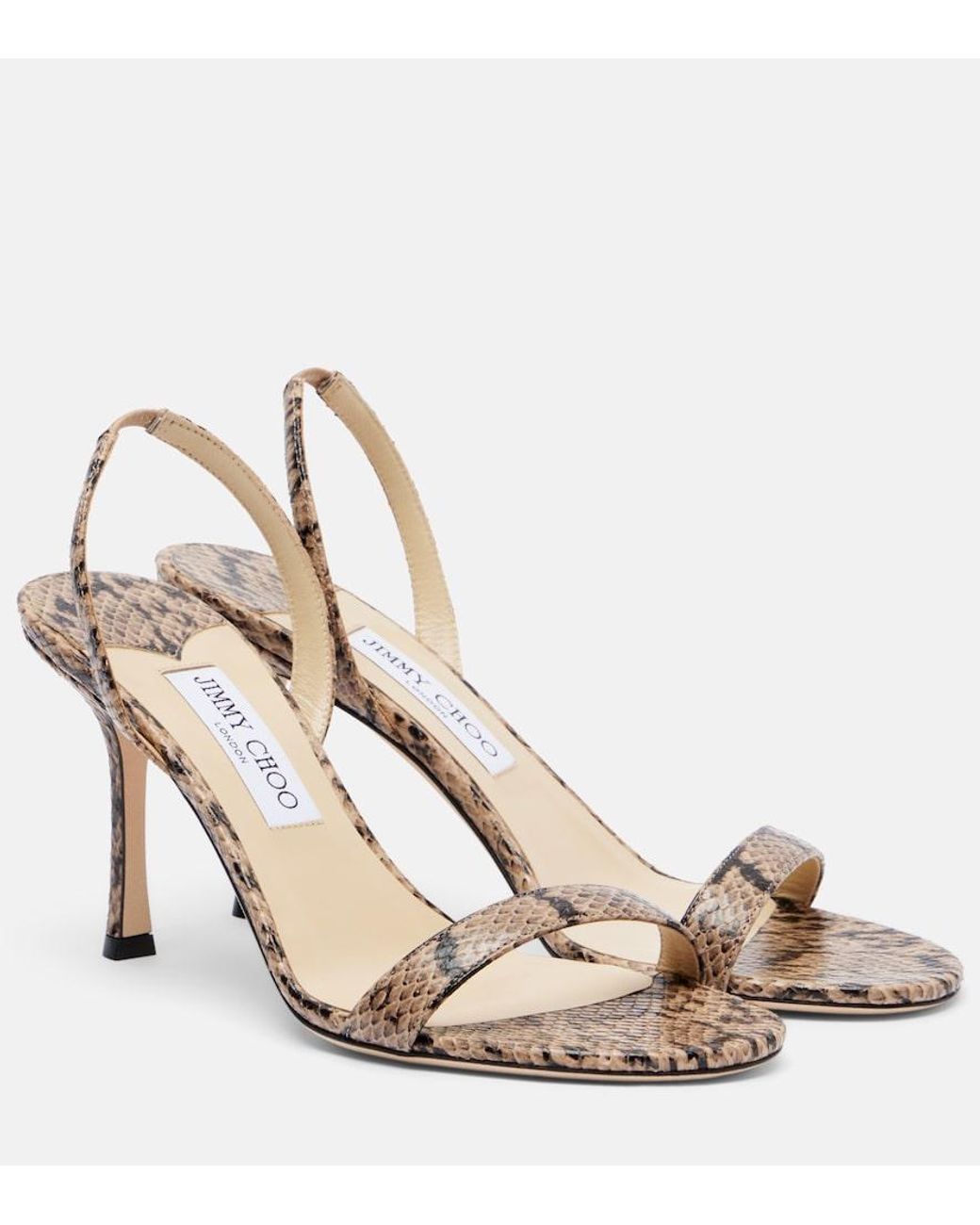 Jimmy Choo Metallic Jenn Snake-Effect Leather Slingback Sandals