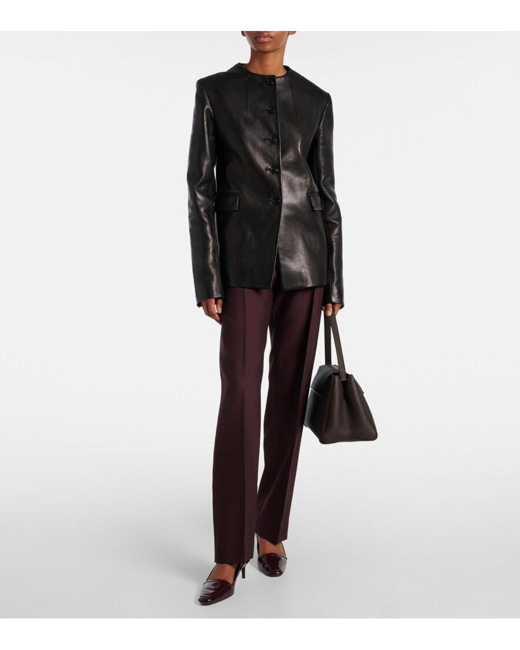 Khaite Brown Celia 50 Patent Leather Pumps