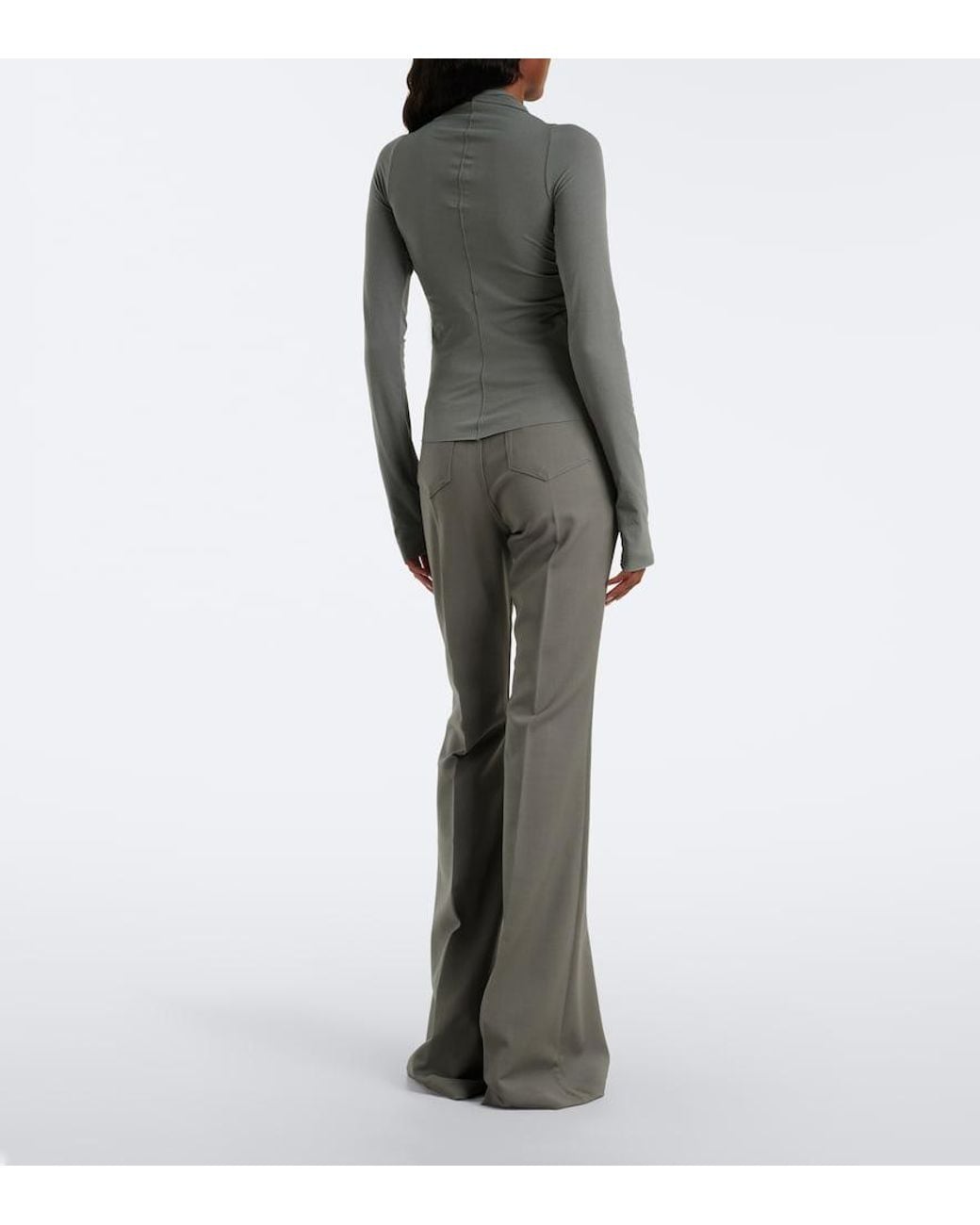 Rick Owens Gray Bolan High-Rise Wool-Blend Flared Pants