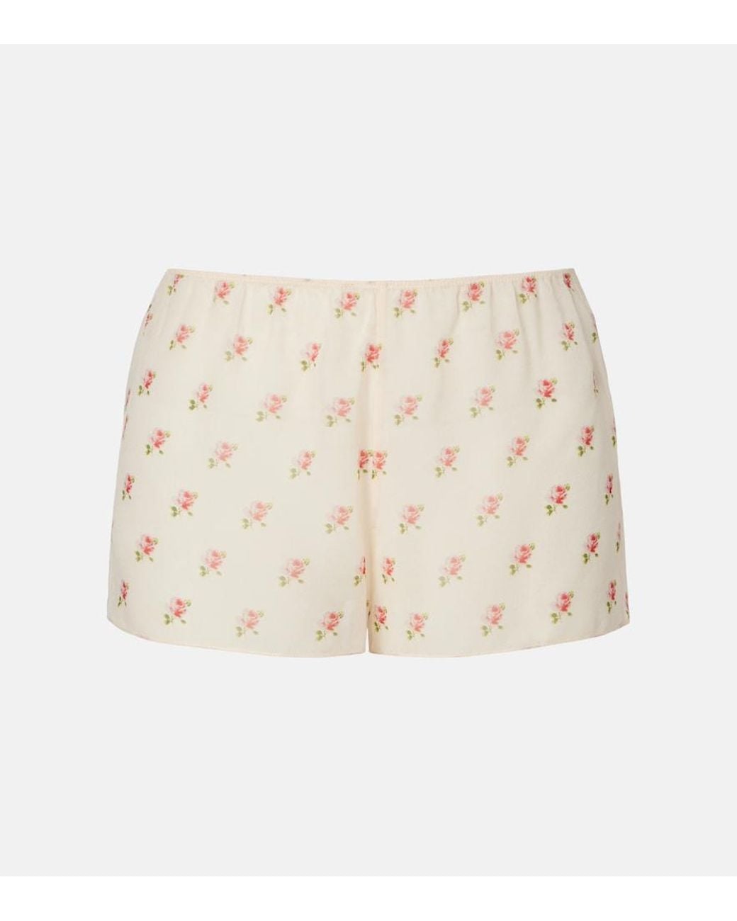 Khaite Natural Tilly Floral Silk Organza Shorts