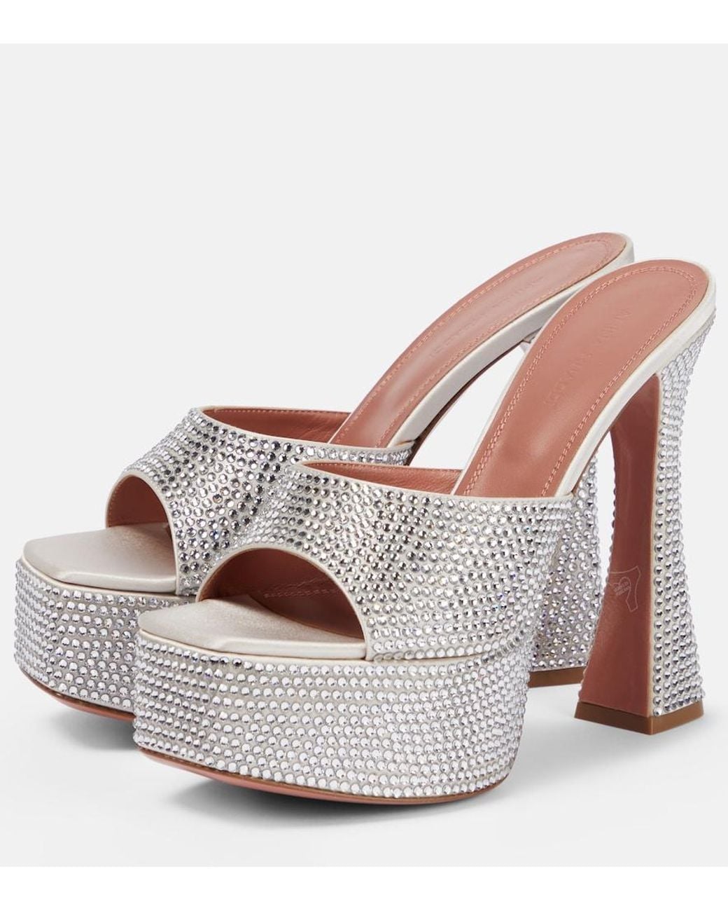 AMINA MUADDI White Dalida Embellished Platform Mules