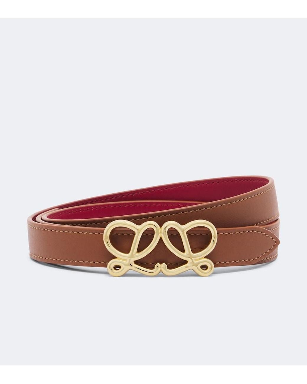Loewe Red Double L Reversible Leather Belt