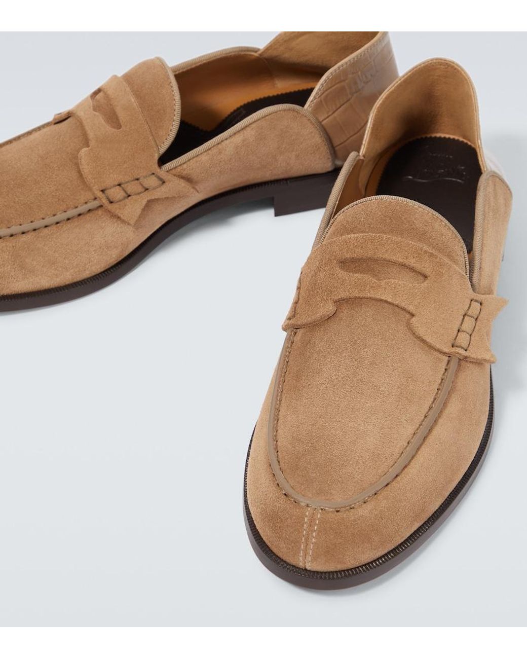 Christian Louboutin Loafers Penny No Back Aus Veloursleder in Brown für Herren