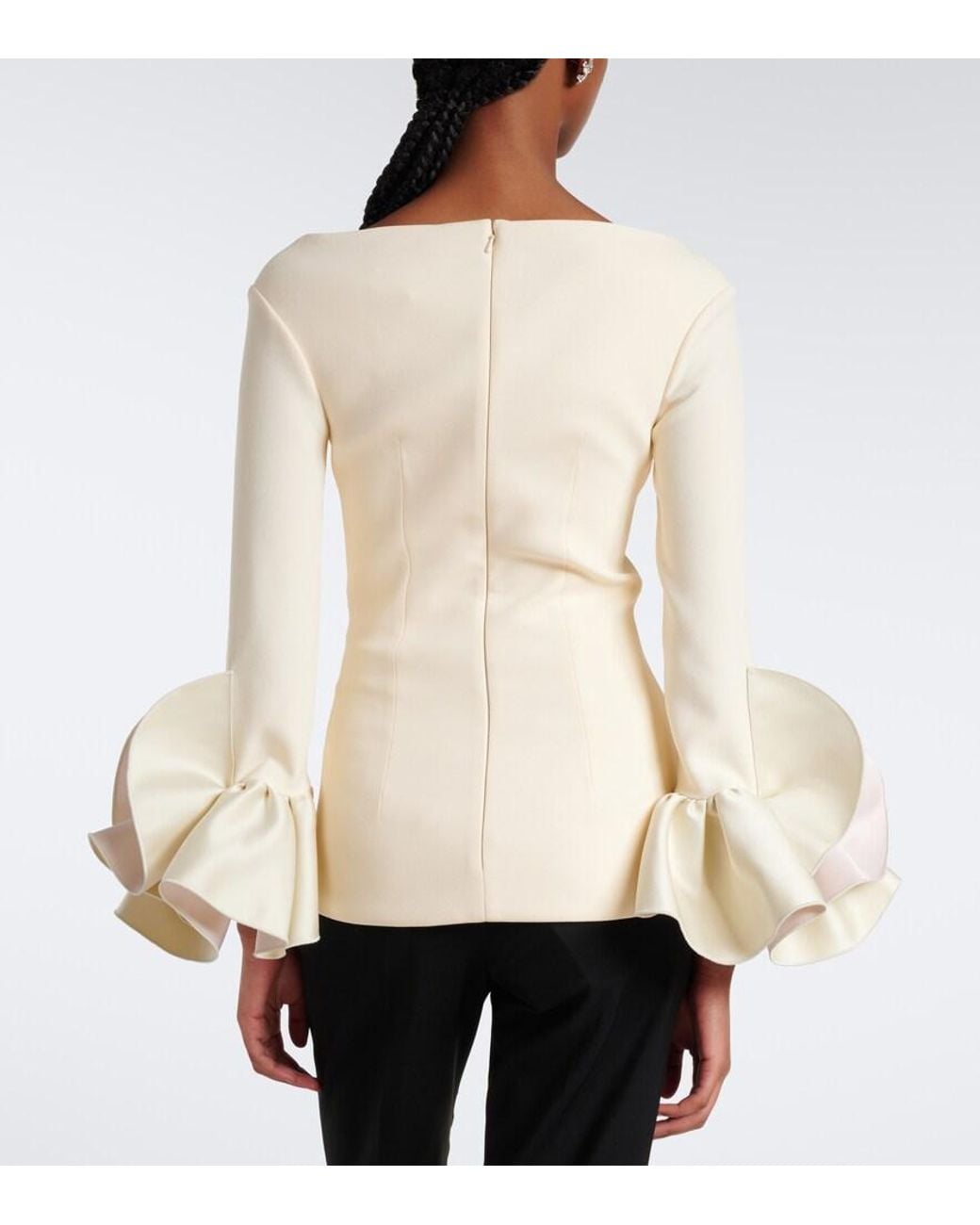 Safiyaa Natural Sintien Ruffled Crepe Top