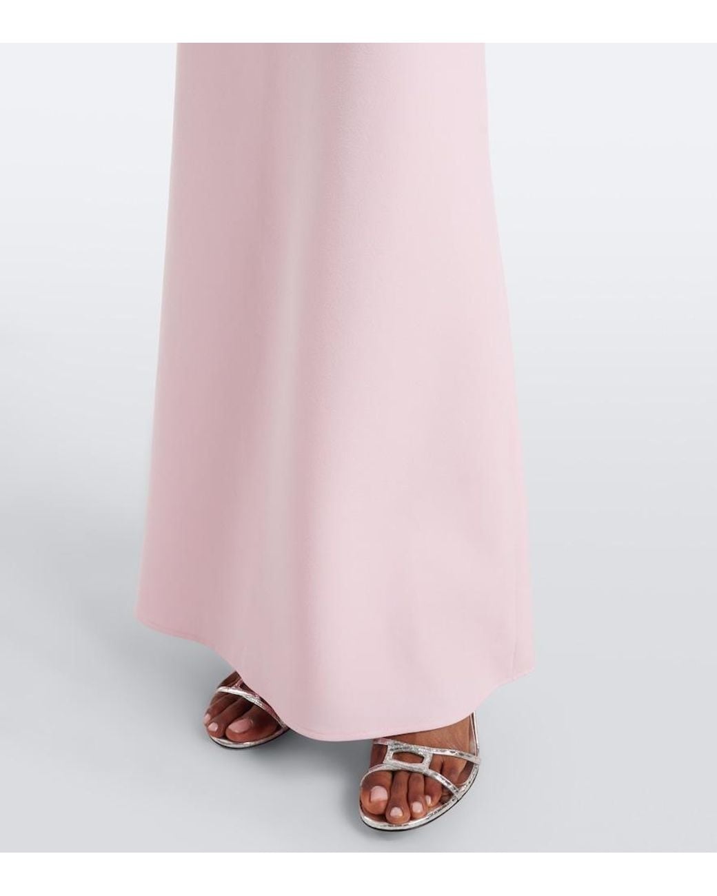 Safiyaa Pink Soshin Feather-Trimmed Crepe Gown
