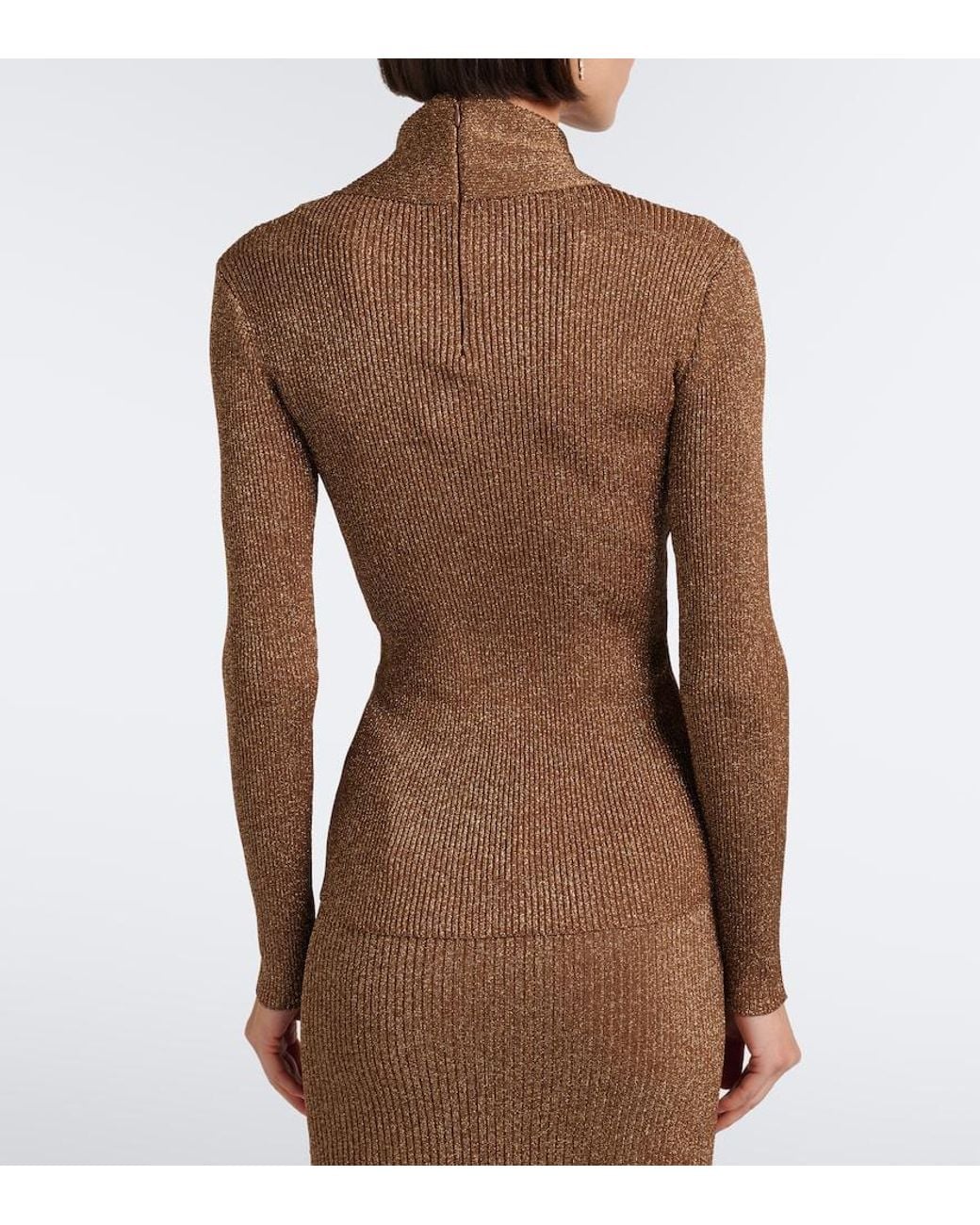 Valentino Garavani Brown Cut-Out Lame Sweater