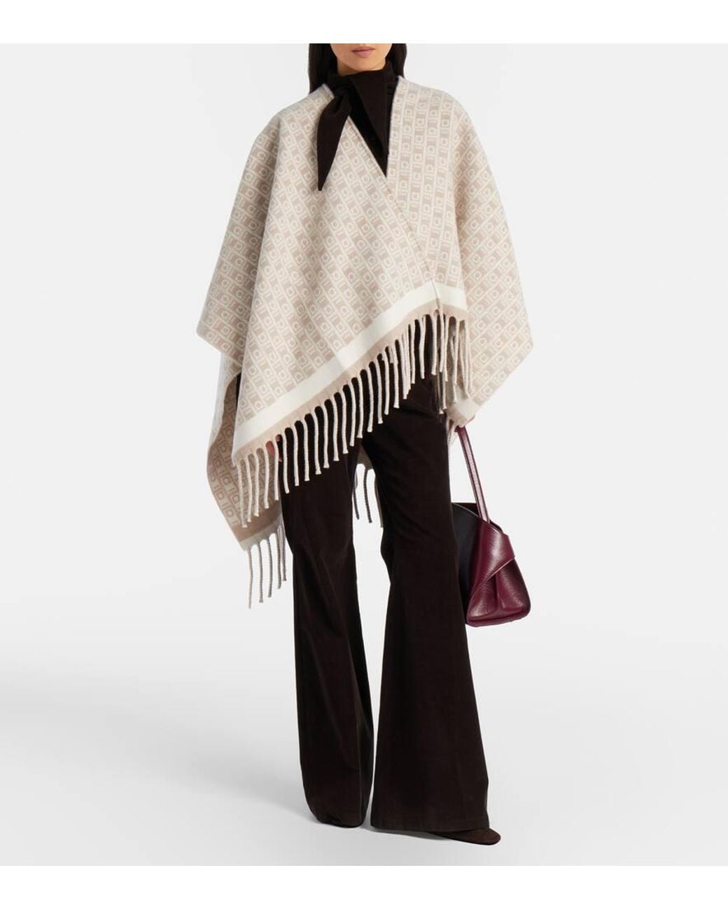 Ferragamo Natural Gancini Virgin Wool Shawl