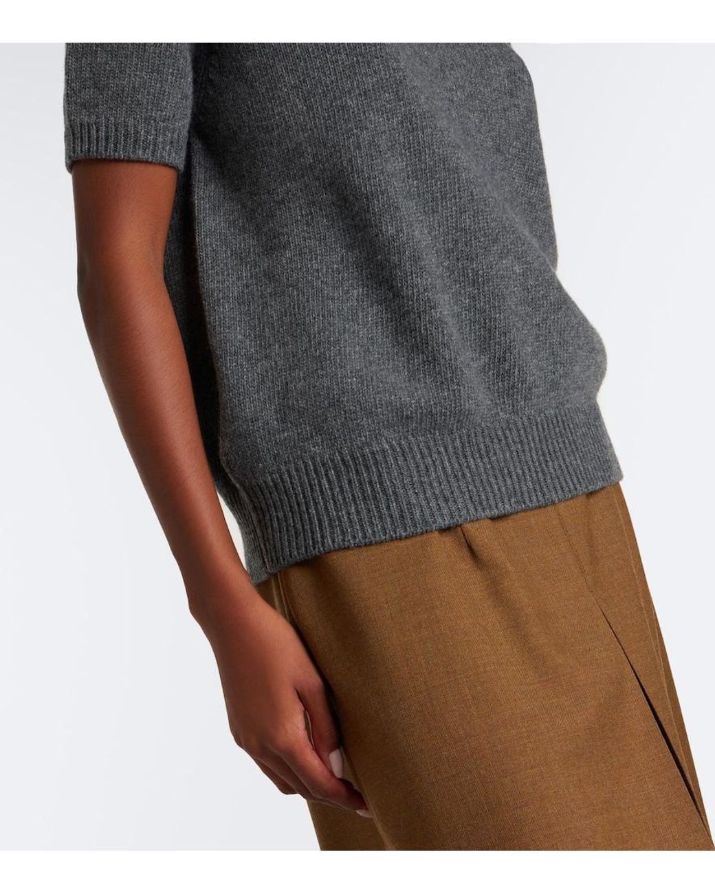Prada Gray Embellished Wool And Cashmere Sweater