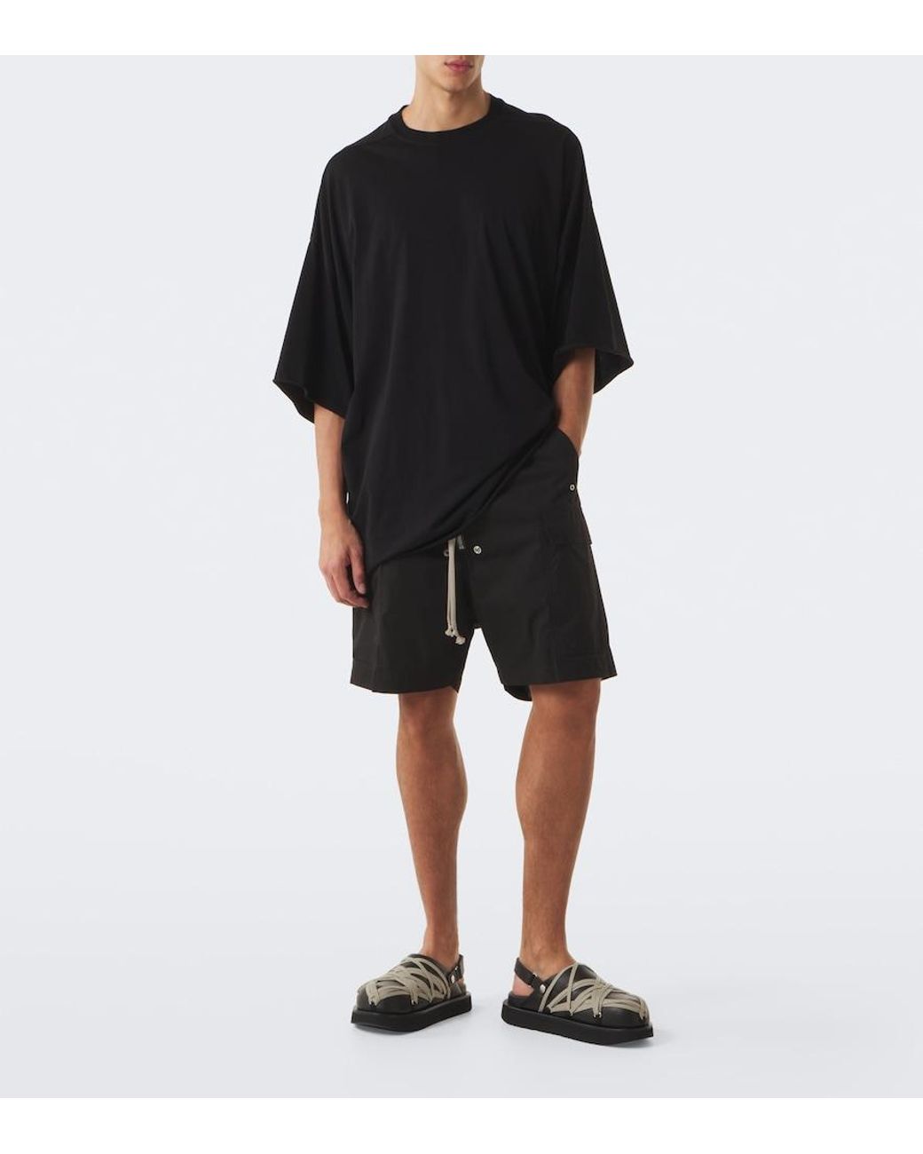 Rick Owens Black Megalace Leather Mules for men
