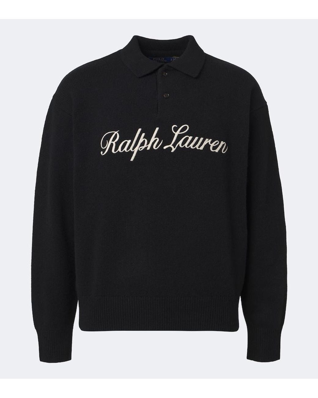 Polo Ralph Lauren Black Logo Wool And Alpaca Polo Sweater for men