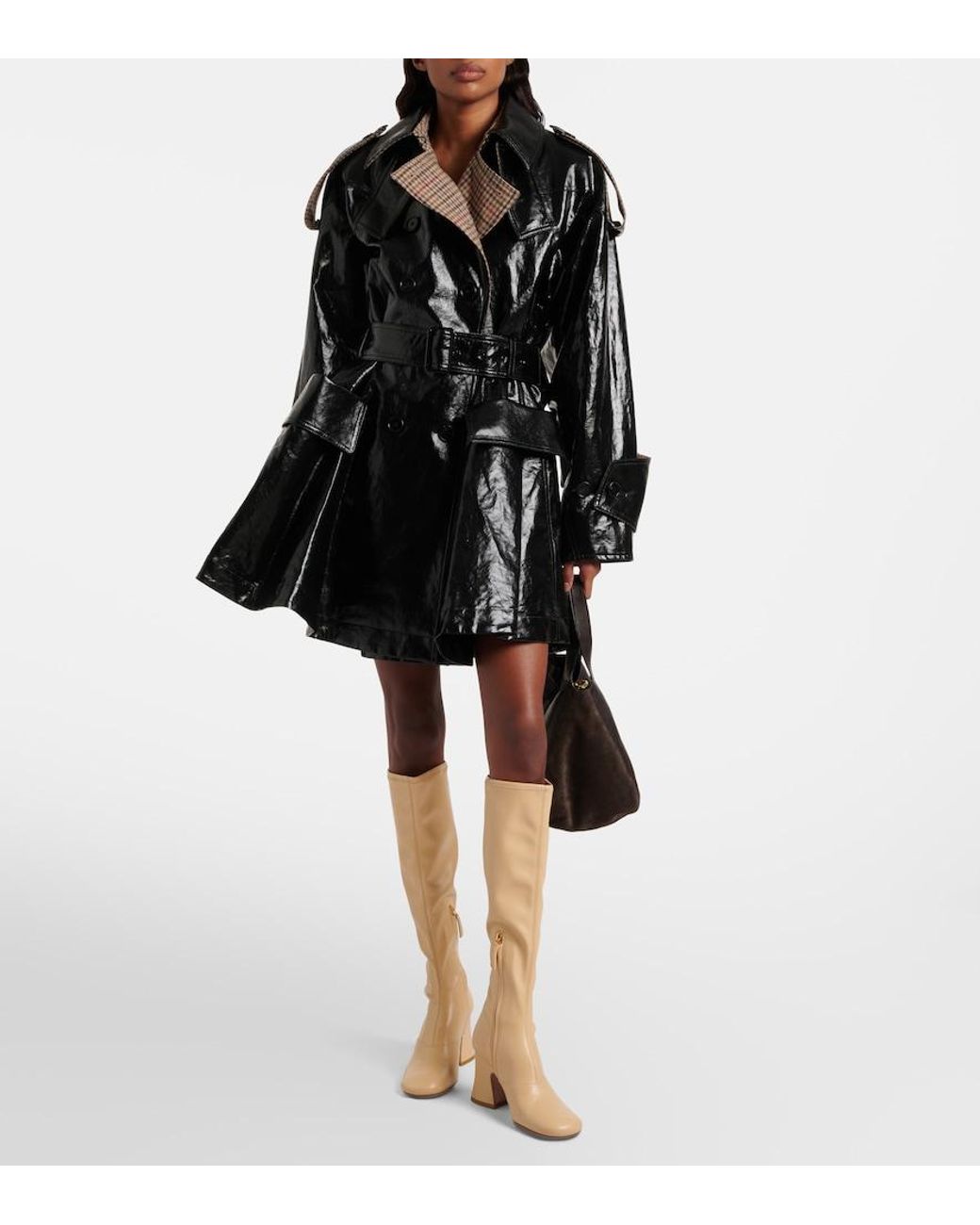 Chloé Black Belted Double-Breasted Linen Coat