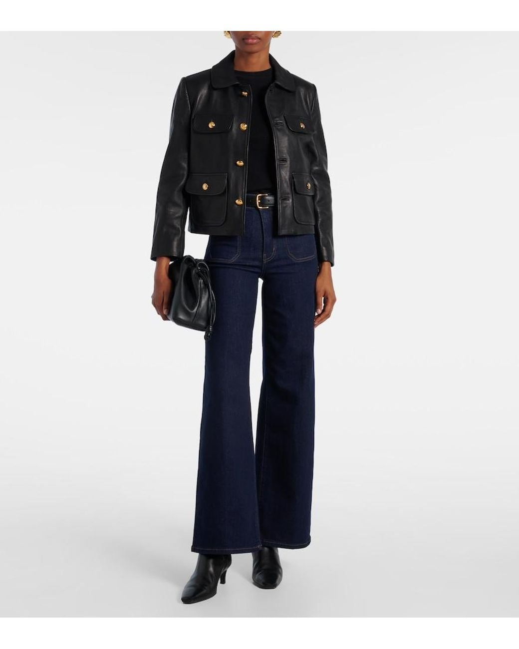 FRAME Blue Le Slim Palazzo Wide-Leg Jeans