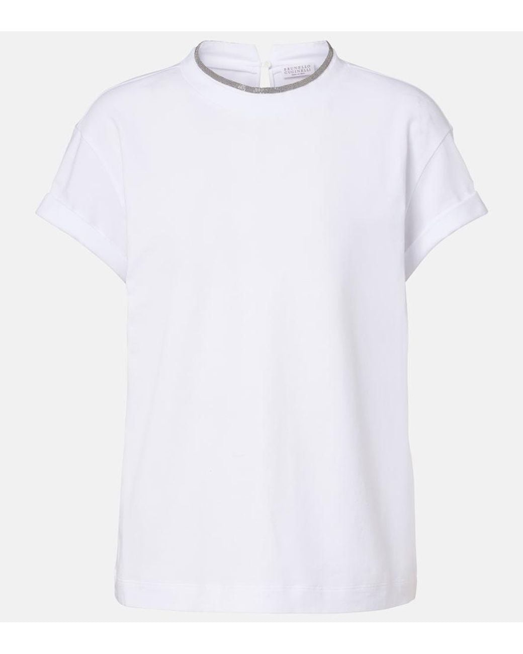 Brunello Cucinelli White Cotton-Blend T-Shirt