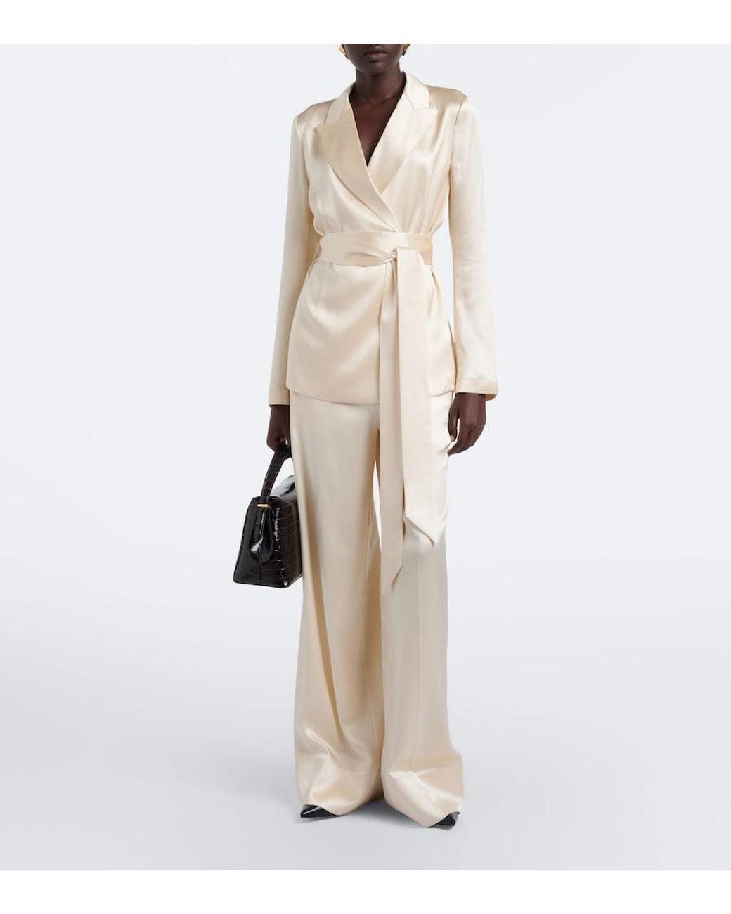 Joseph Natural Archer Belted Silk Satin Jacket