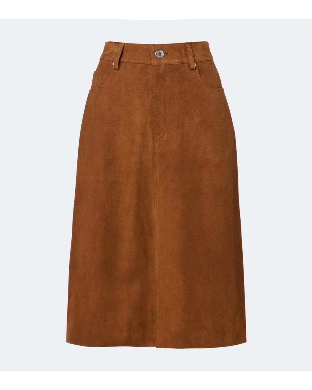 AMI Brown Suede Midi Skirt