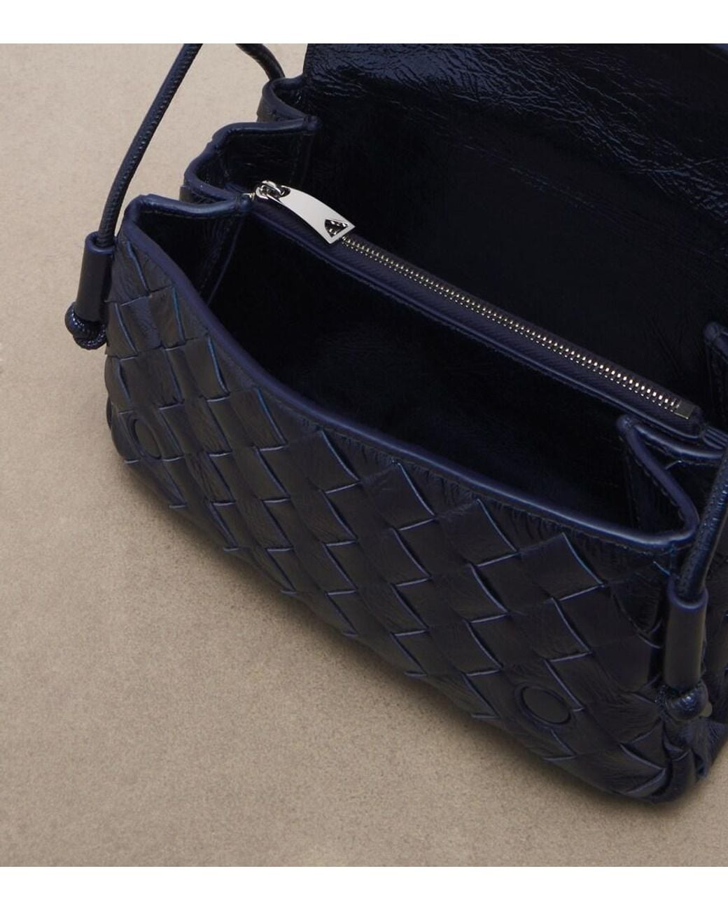 Bottega Veneta Blue Notturno Intrecciato Leather Crossbody Bag