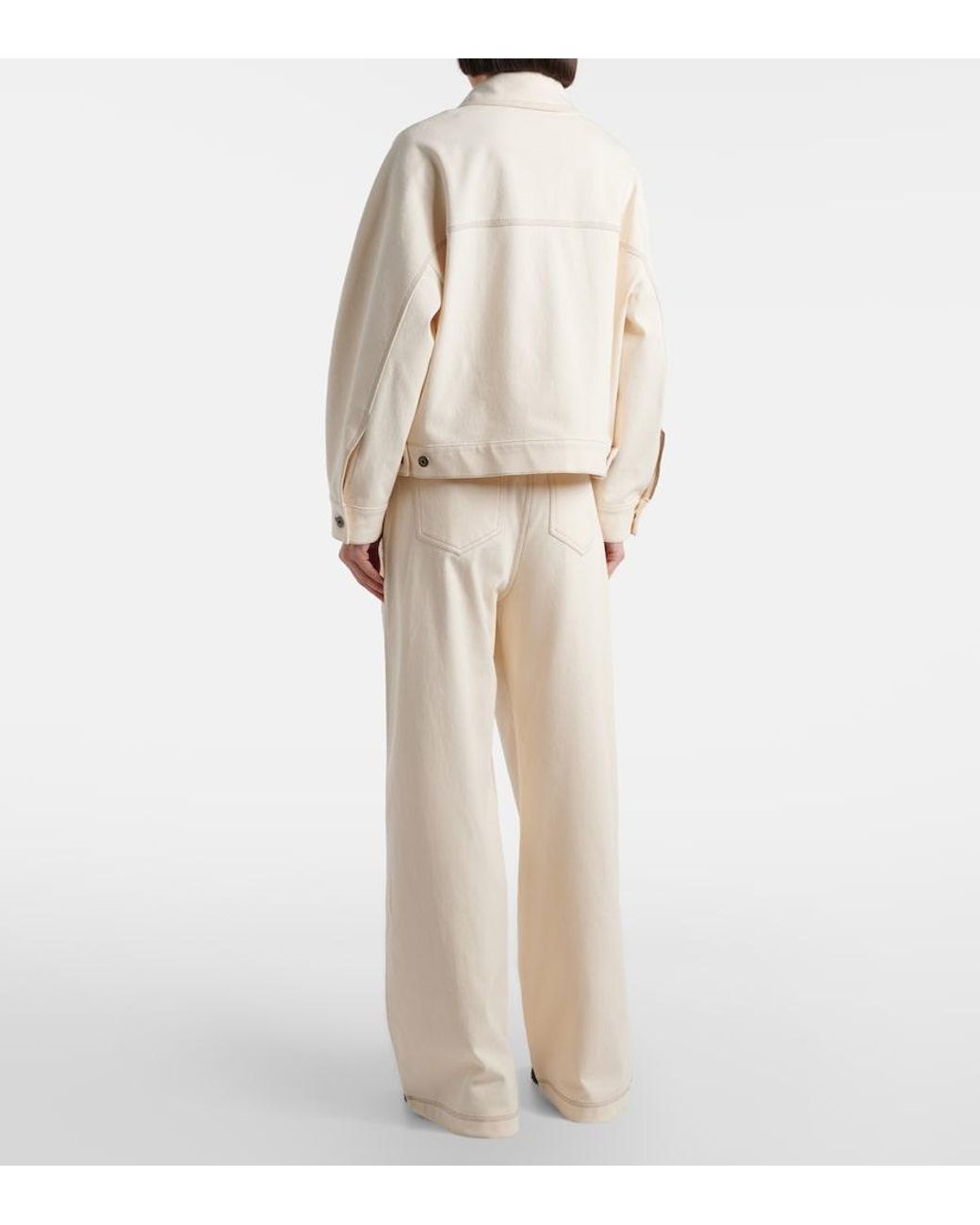 Max Mara White Pleated Wide-Leg Jeans