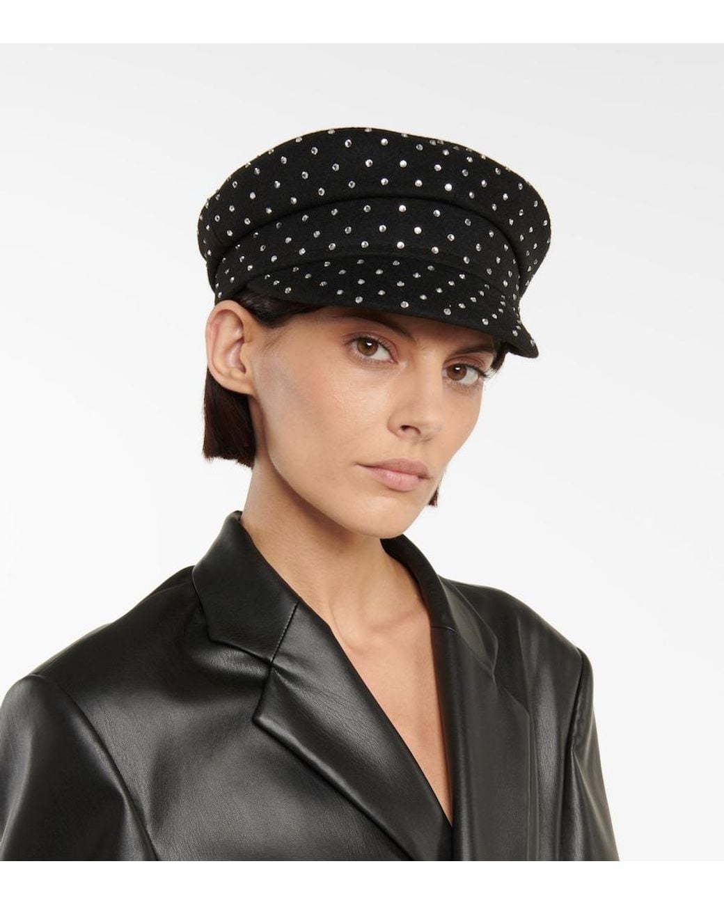 Ruslan Baginskiy Black Crystal-embellished Baker Boy Hat