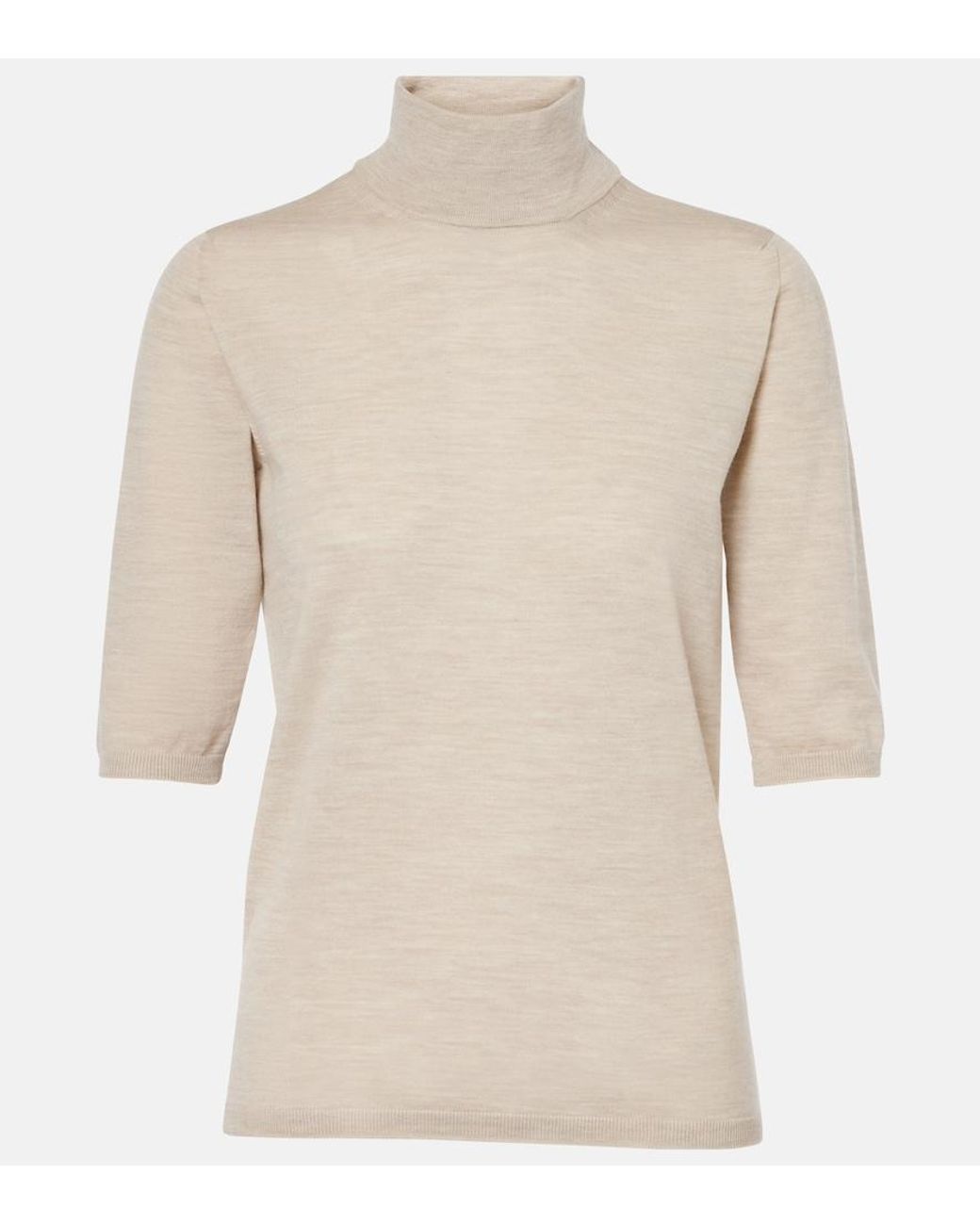 Max Mara Natural Cecina Virgin Wool Turtleneck Sweater