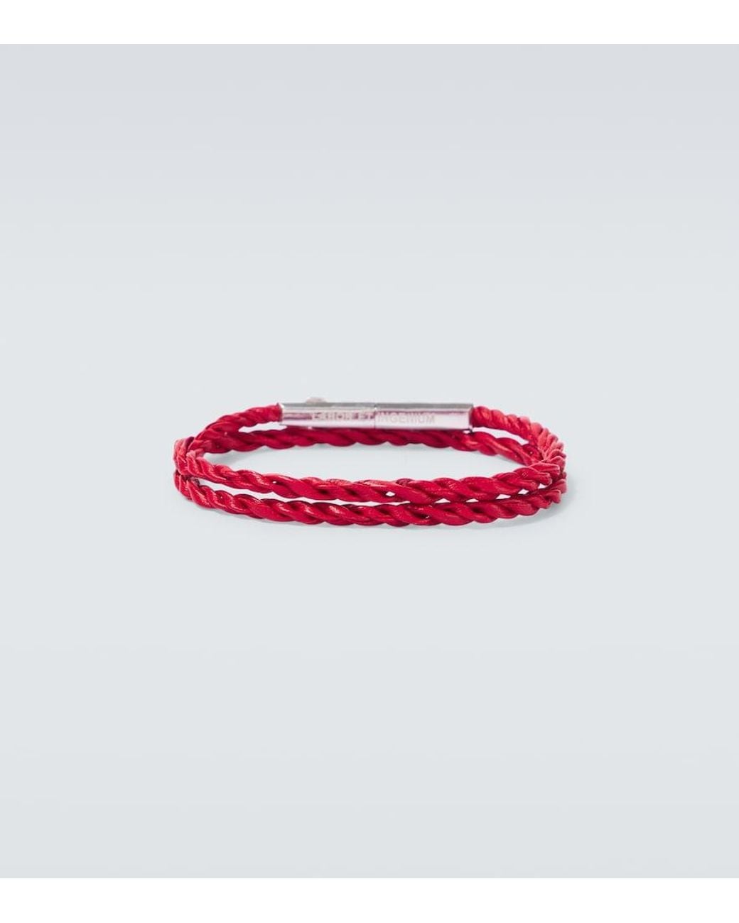 Bottega Veneta Red Knot Sterling And Leather Bracelet for men