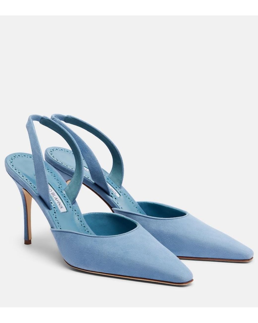 Manolo Blahnik Blue Borelapla Suede Slingback Pumps
