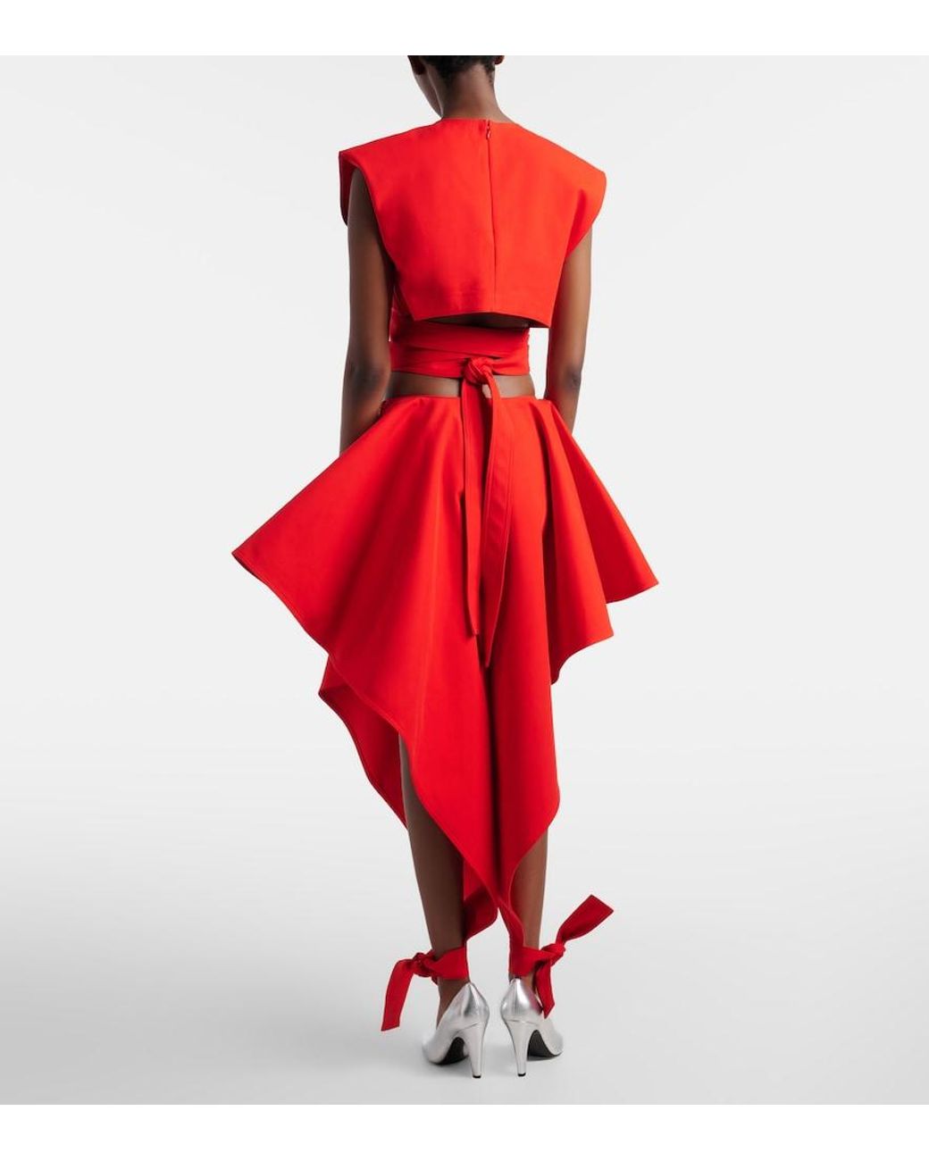 Alaïa Ruffled Cotton Gabardine Tapered Pants