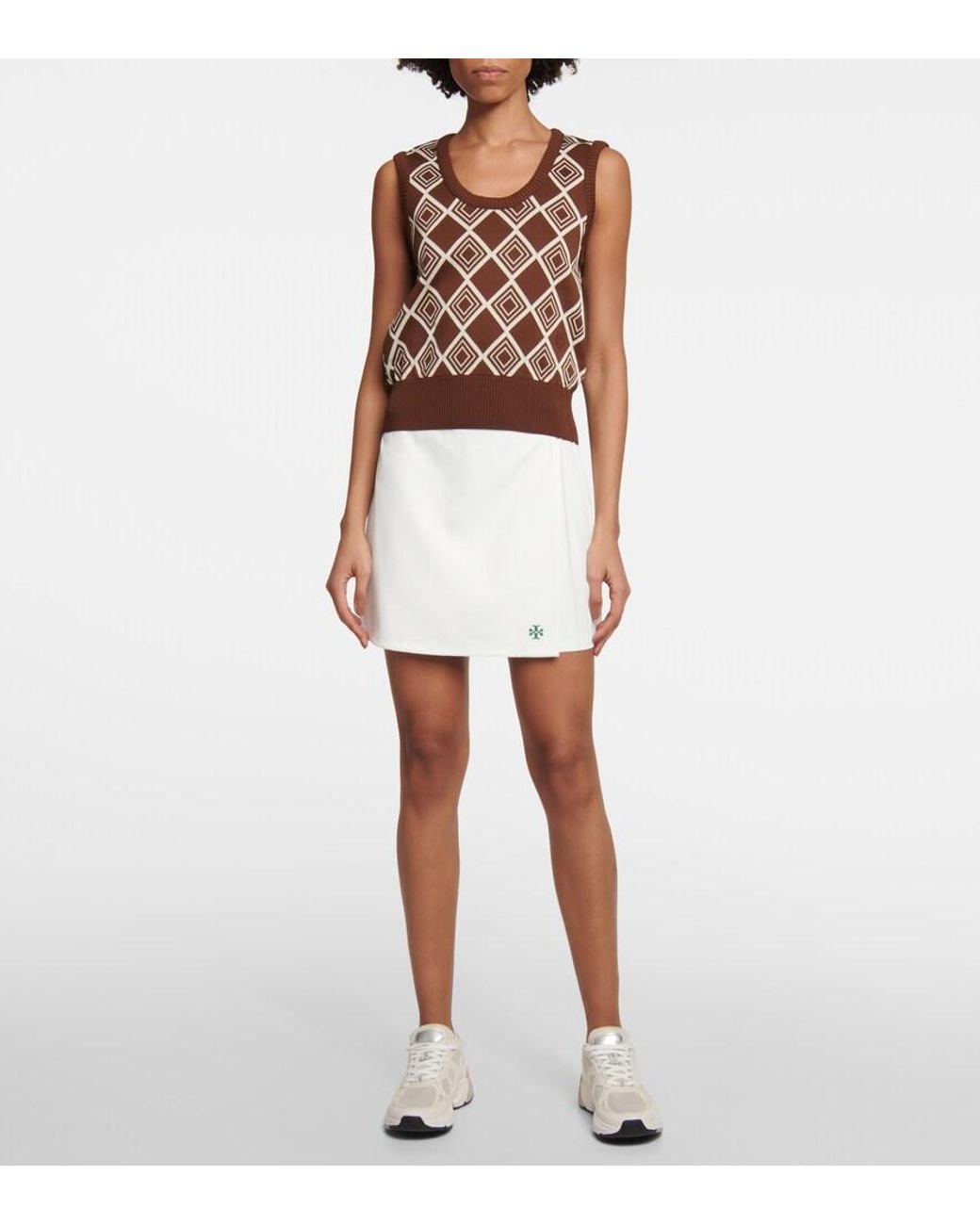 Tory Sport Brown Pullunder Aus Jacquard