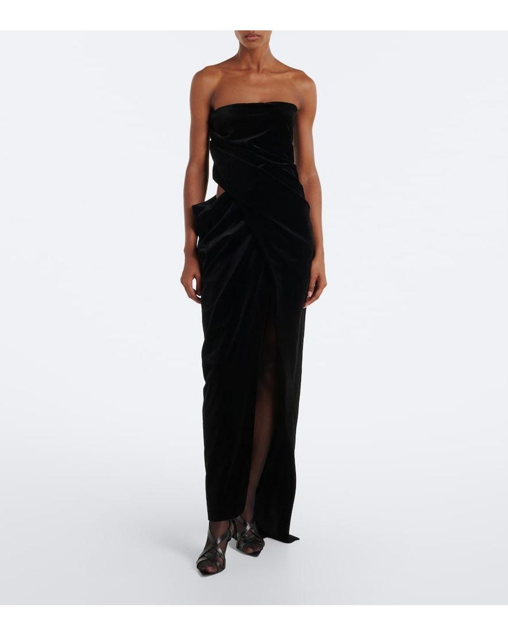 Khaite Black Marou Cutout Cotton Velvet Bustier Gown