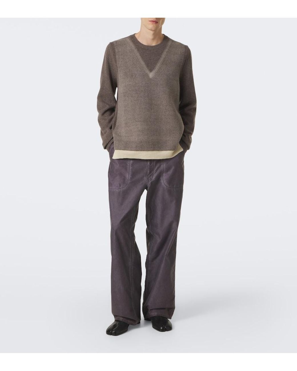Maison Margiela Gray Printed Virgin Wool Sweater for men