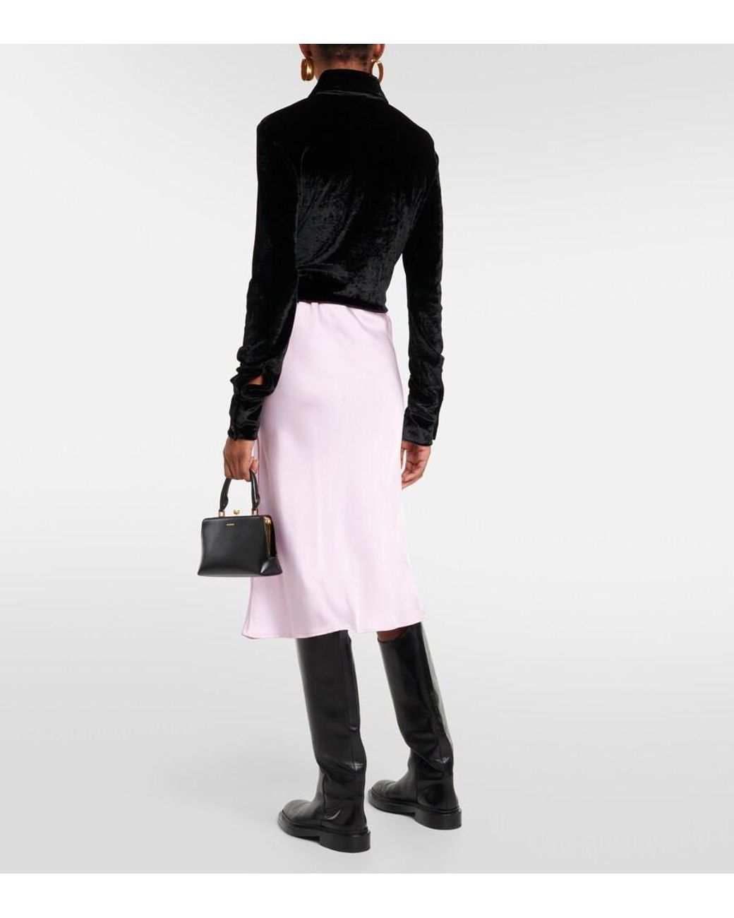 Jil Sander Pink Satin Midi Skirt