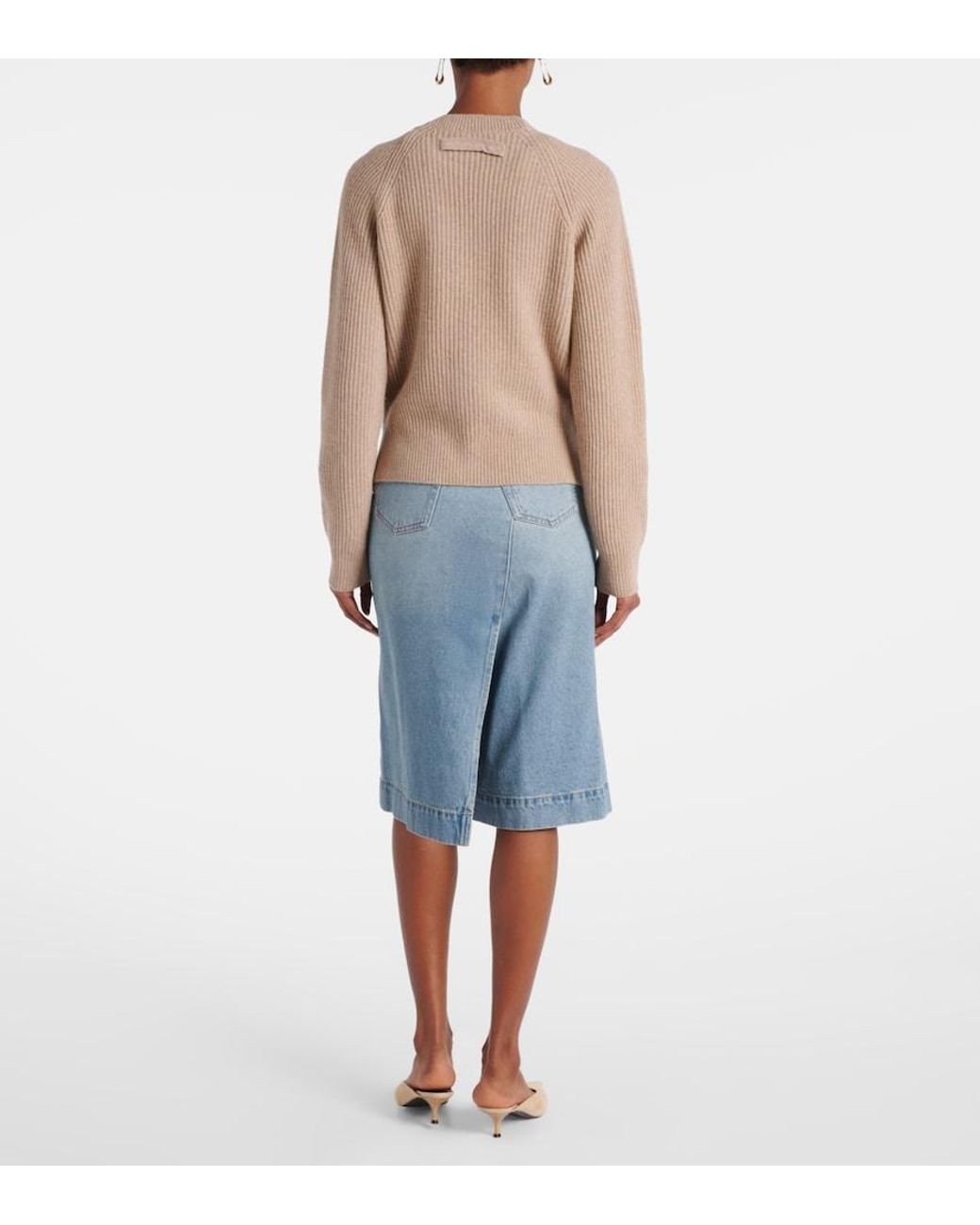 Victoria Beckham Natural Ribbed-Knit Wool And Cashmere Cardigan