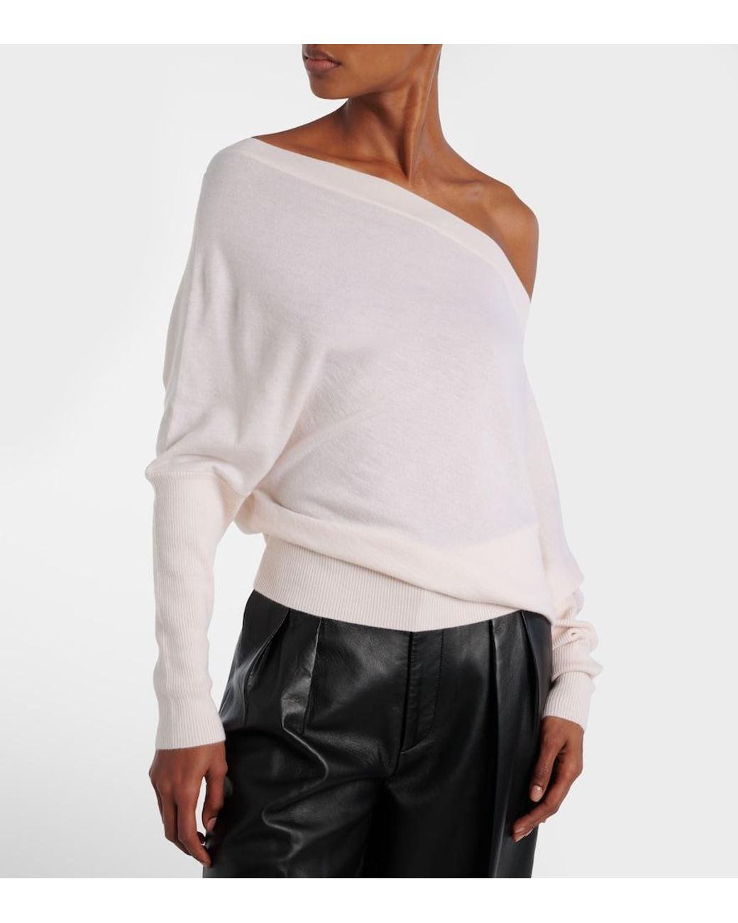 Altuzarra Natural Grainge Off-Shoulder Cashmere Sweater