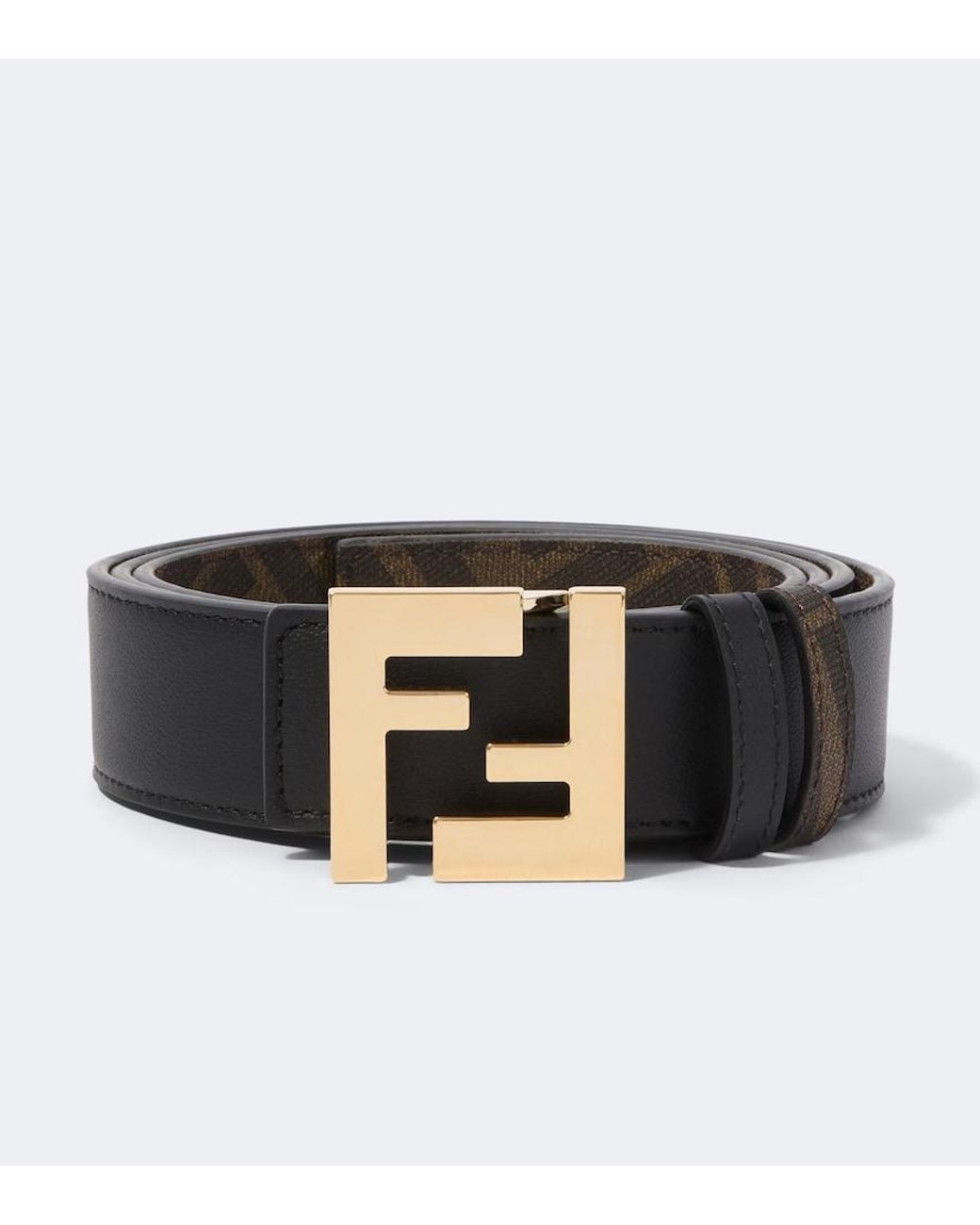 Fendi Black Ff Zucca Reversible Leather Belt for men