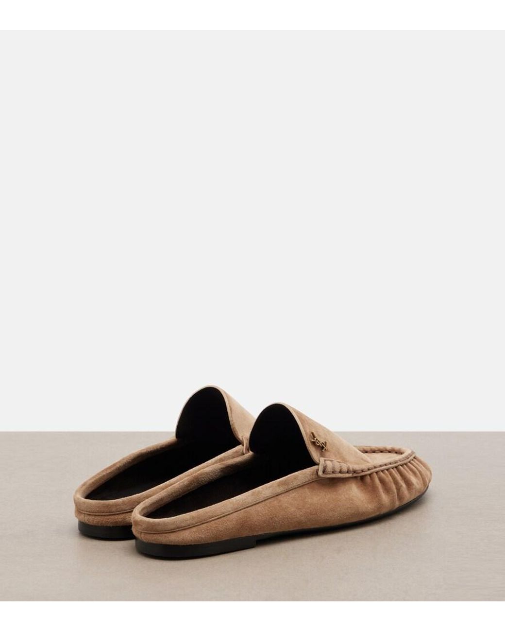 Saint Laurent Brown Le Loafer Suede Mules