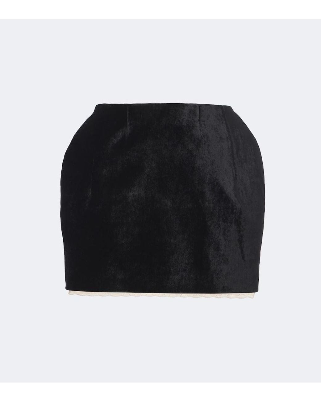 Magda Butrym Black Crochet-Trimmed Velvet Miniskirt