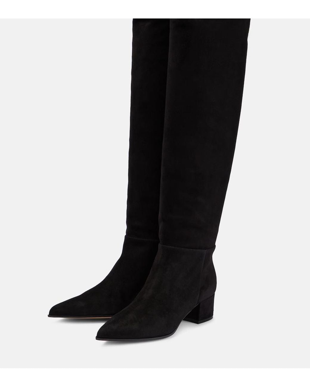 Gianvito Rossi Black Piper Suede Leather Knee-High Boots