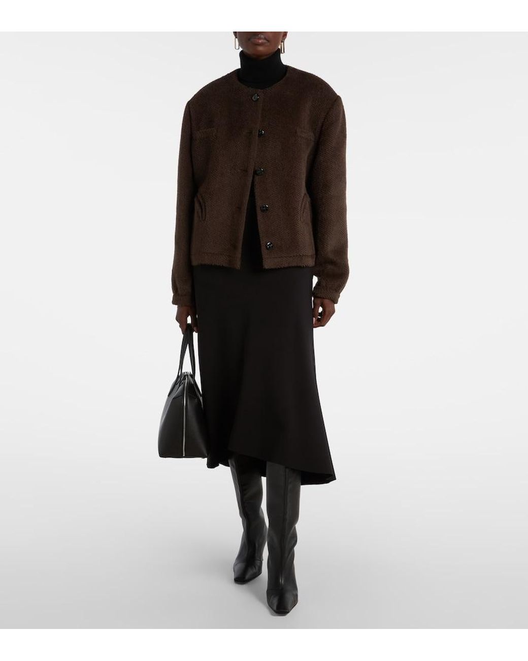 Blazé Milano Brown Gliss Chevron Alpaca And Wool Jacket