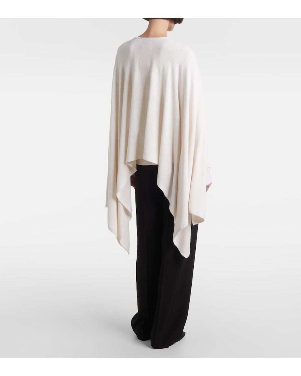 Totême White Knitted Silk Cape
