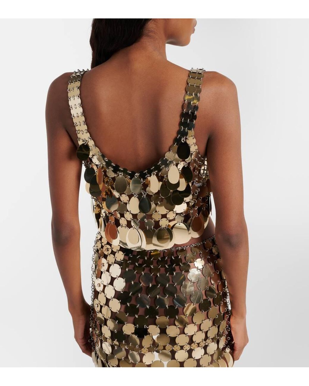 Rabanne Brown Cropped-Top Mit Pailletten