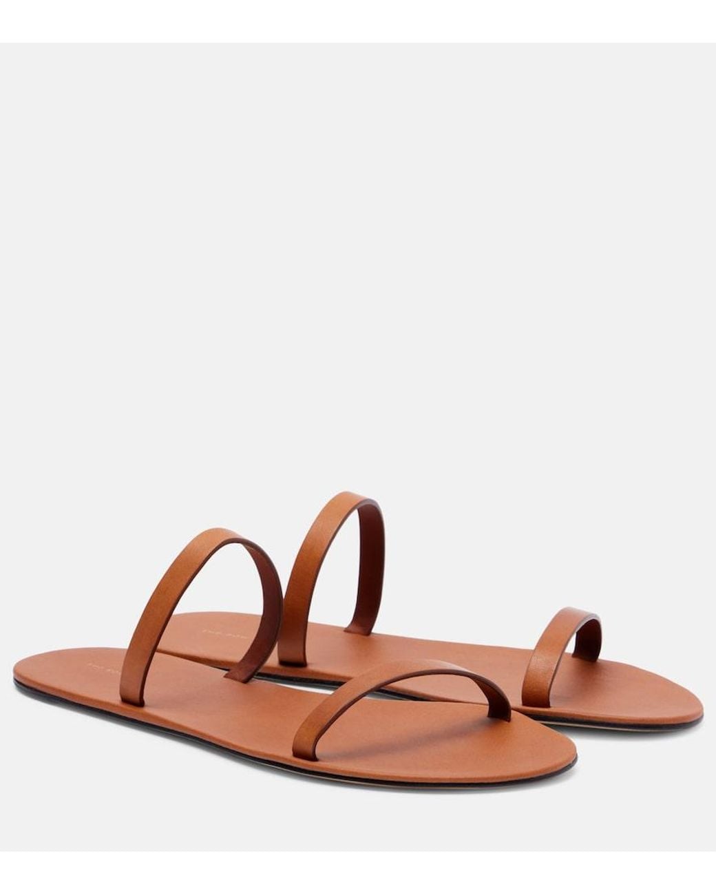 The Row Brown Helena Leather Sandals