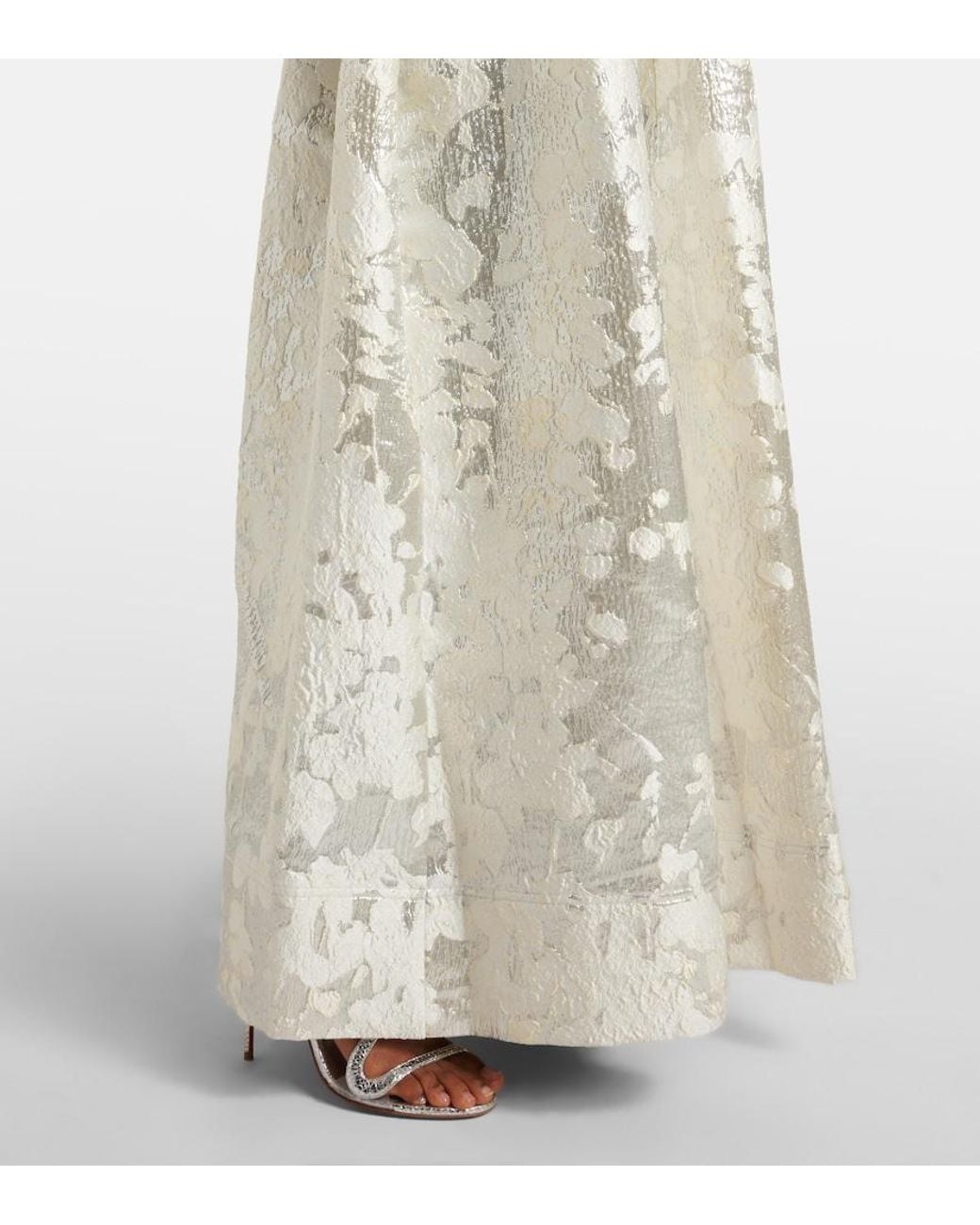 Jonathan Simkhai White Octavia Lame Jacquard Corset Gown