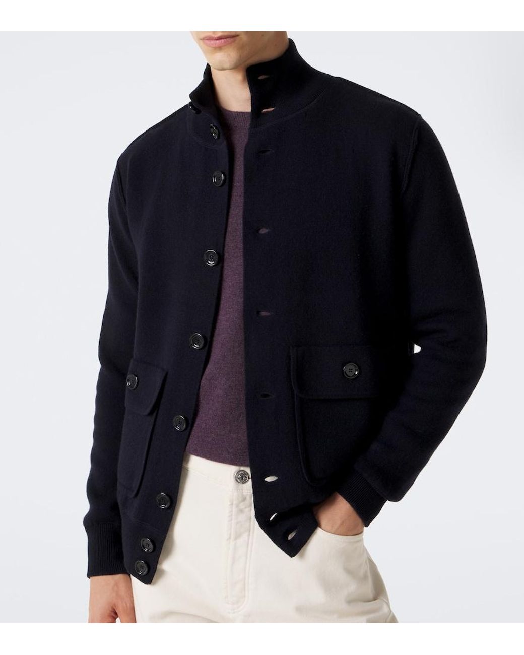 Allude Blue Wool And Cashmere Jacket for men