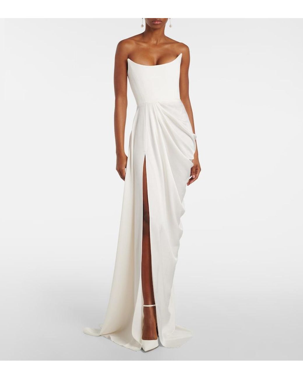 Alex Perry White Bridal Bustier-Robe Aus Crepe