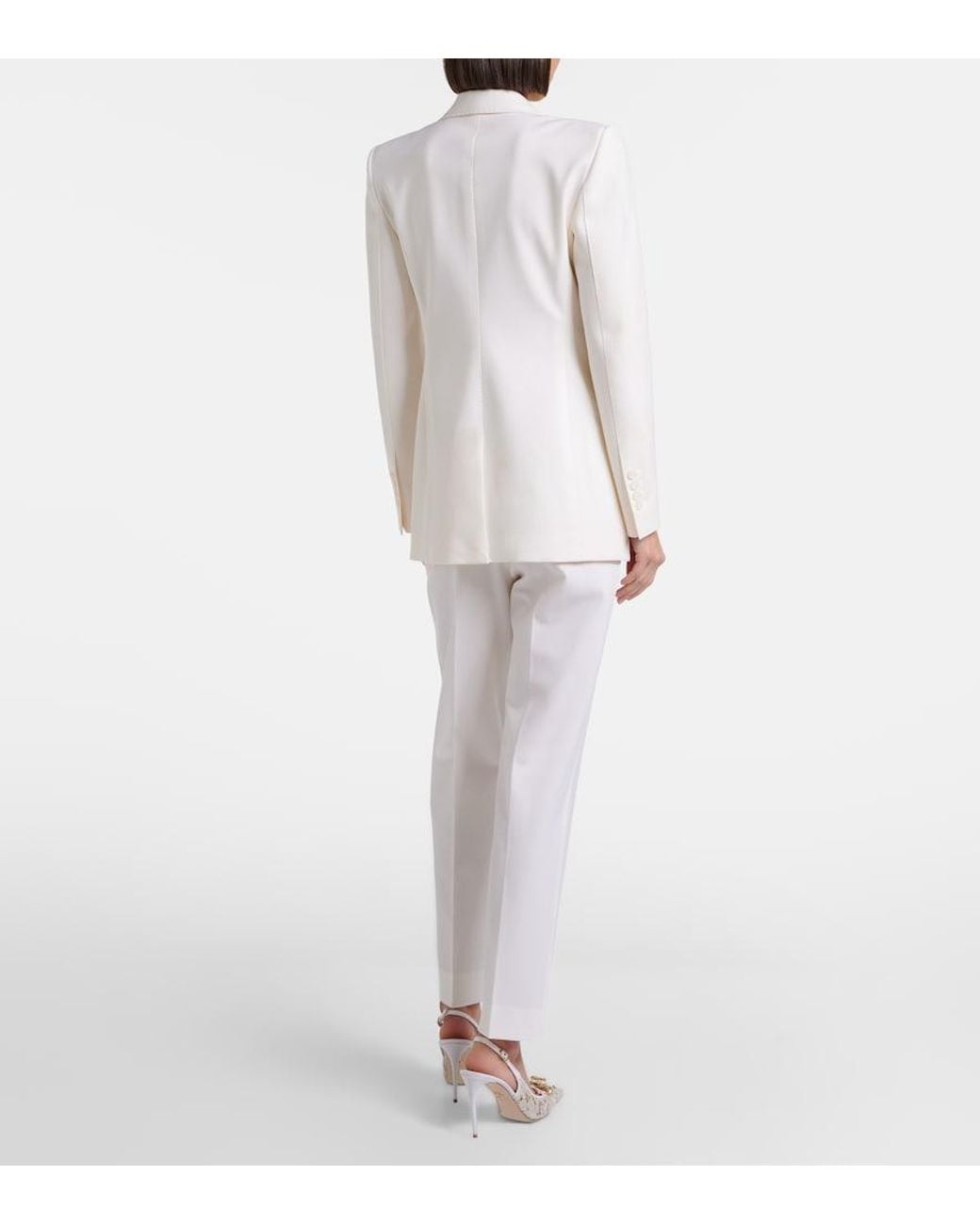 Dolce & Gabbana White Low-Rise Wool-Blend Pants