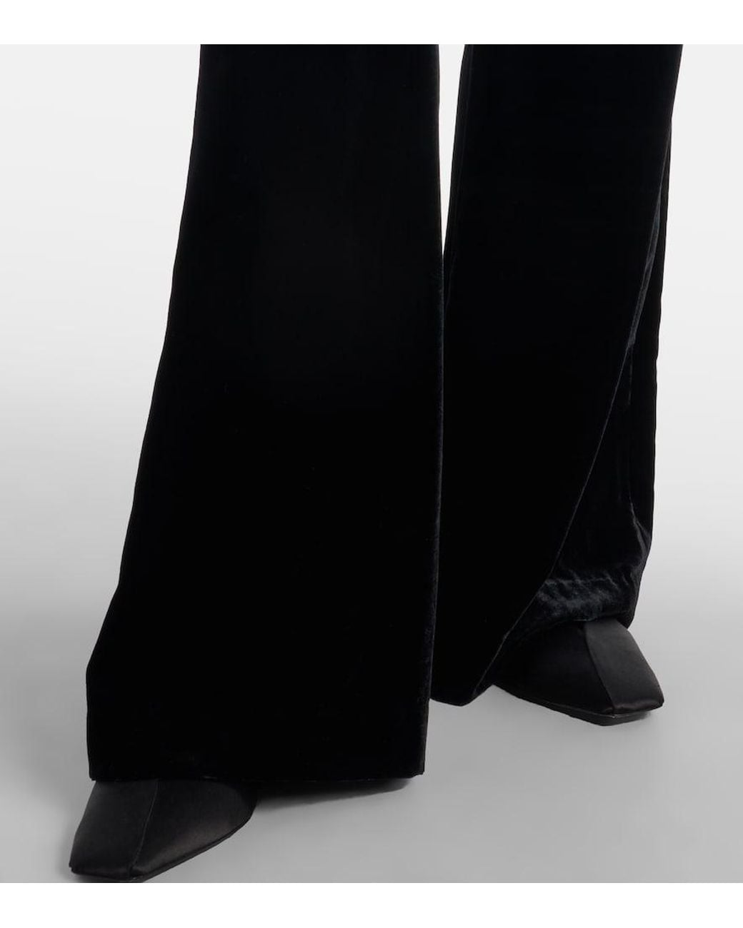 Nili Lotan Black Effy High-Rise Flared Velvet Pants