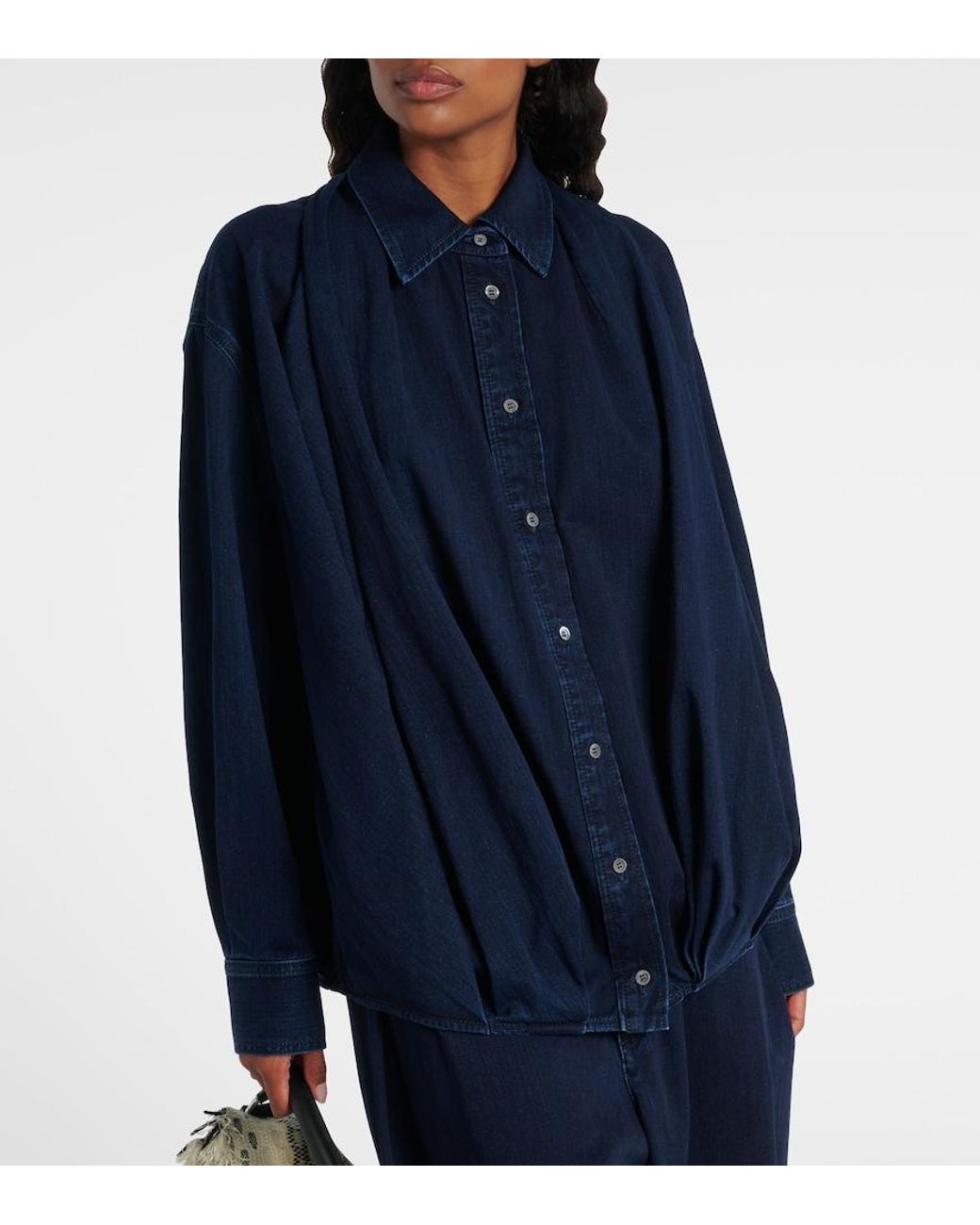 Camisa De Denim Drapeado Loewe de color Blue