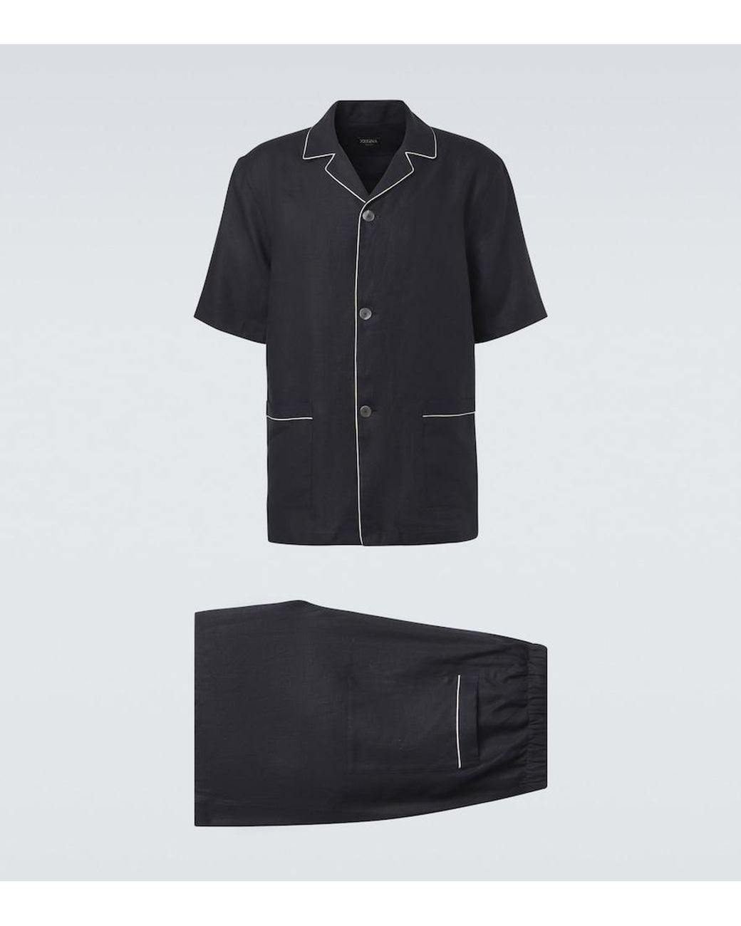 Zegna Black Linen Pajamas for men
