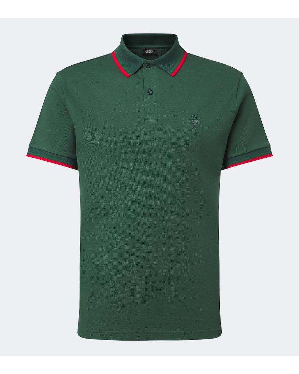 Gucci Green Cotton-Blend Pique Polo Shirt for men